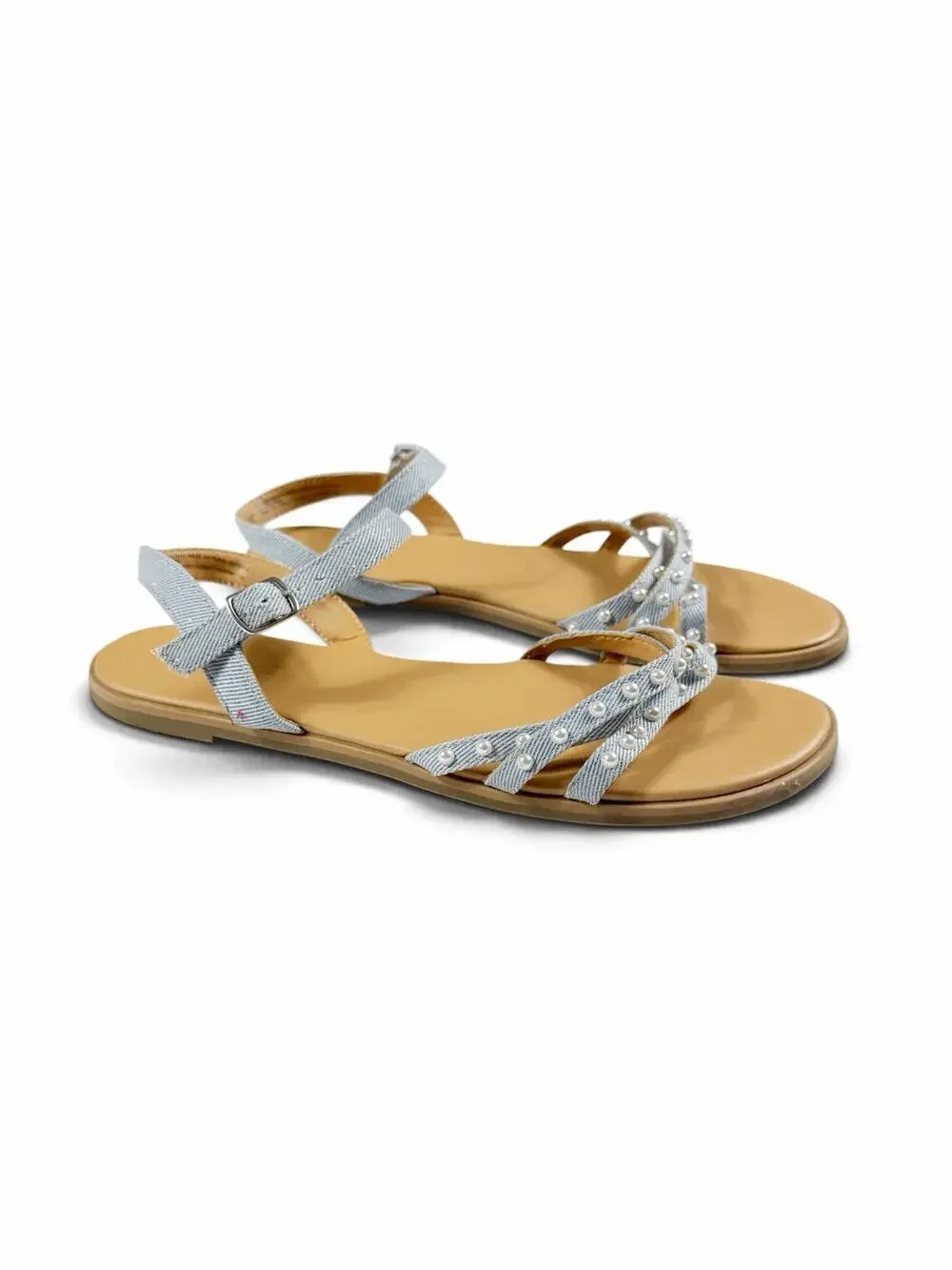 Cat & Jack Girls Denim Pearl Strappy Sandals Size 5 girls